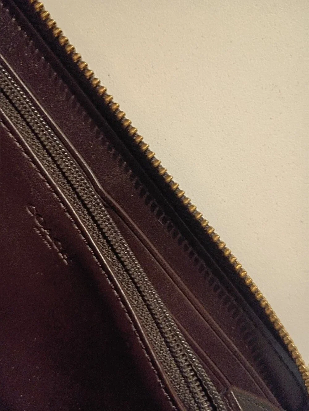 Coach Tan and Brown Signature Zip Wallet